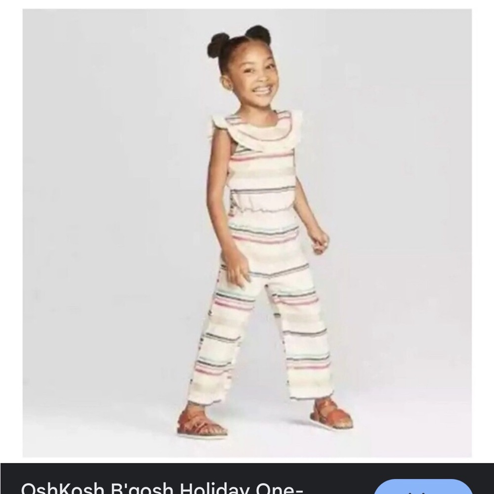 Oshkosh genuine kids toddler 2T linen striped pant romper one piece